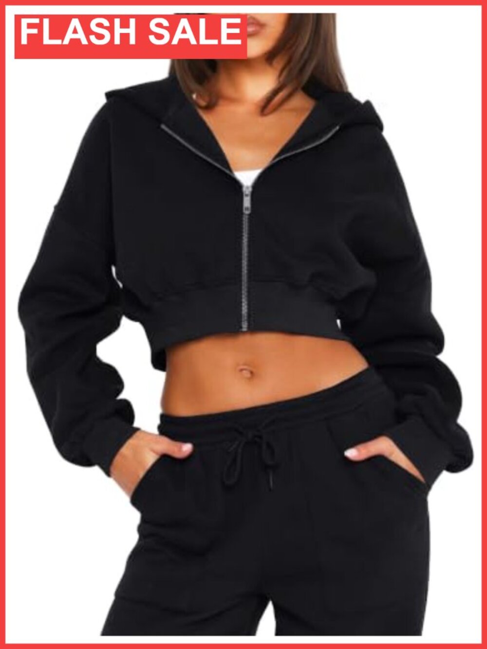 Women Zip Up Cropped Hoodie Lightweight Y2K Jacket Sweatshirt